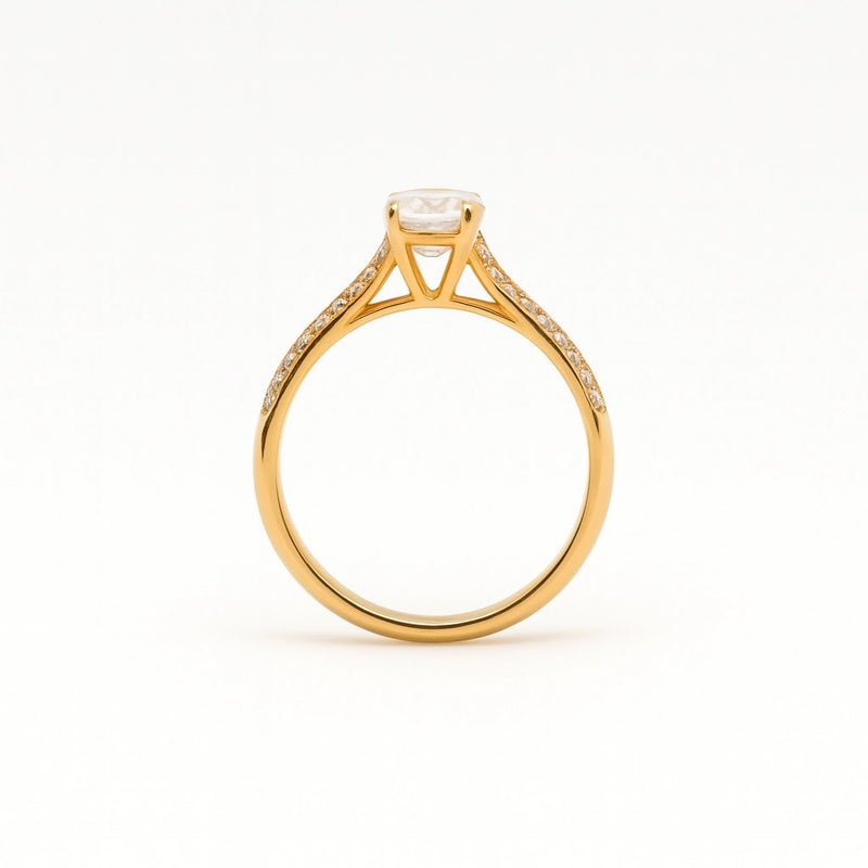 Meridian Emerald-Cut Double-Pavé Ring — side view
