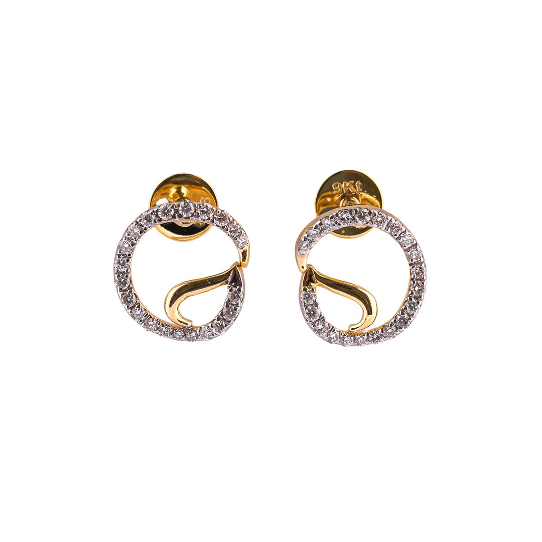 Orbelle Aura Open Circle Wave Pavé Diamond Stud Earrings