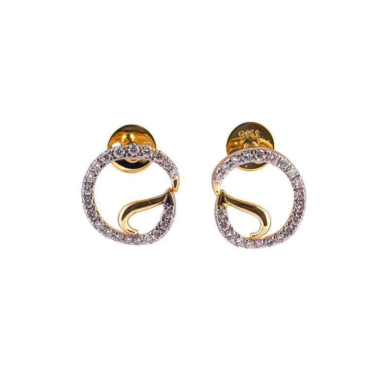 Orbelle Aura Open Circle Wave Pavé Diamond Stud Earrings