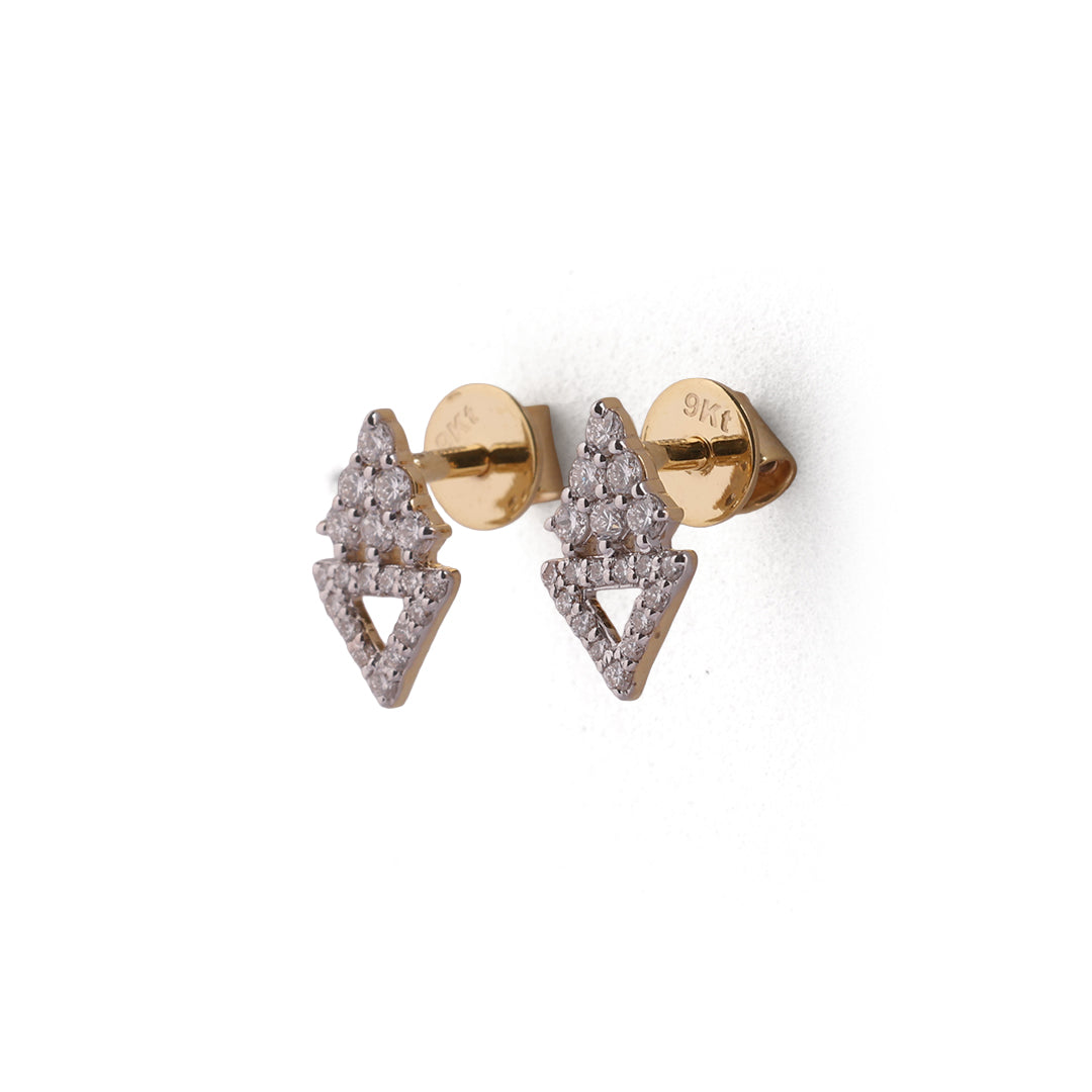 Vetra Élan Open Triangle & Cluster Pavé Diamond Stud Earrings – view 2