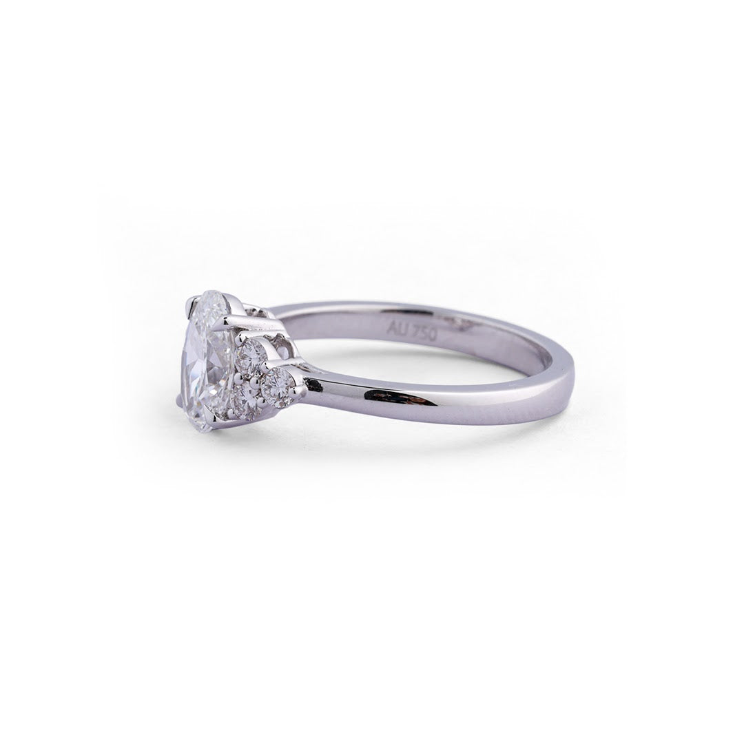 Oval Cluster Shoulder Lab-Grown Diamond Ring - side view