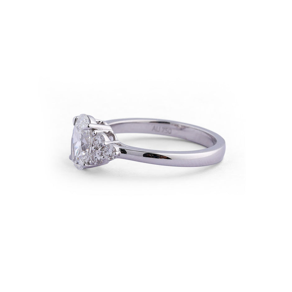 Oval Cluster Shoulder Lab-Grown Diamond Ring - side view