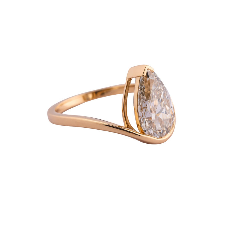 Contour Pear Architectural Bezel Ring — view 4
