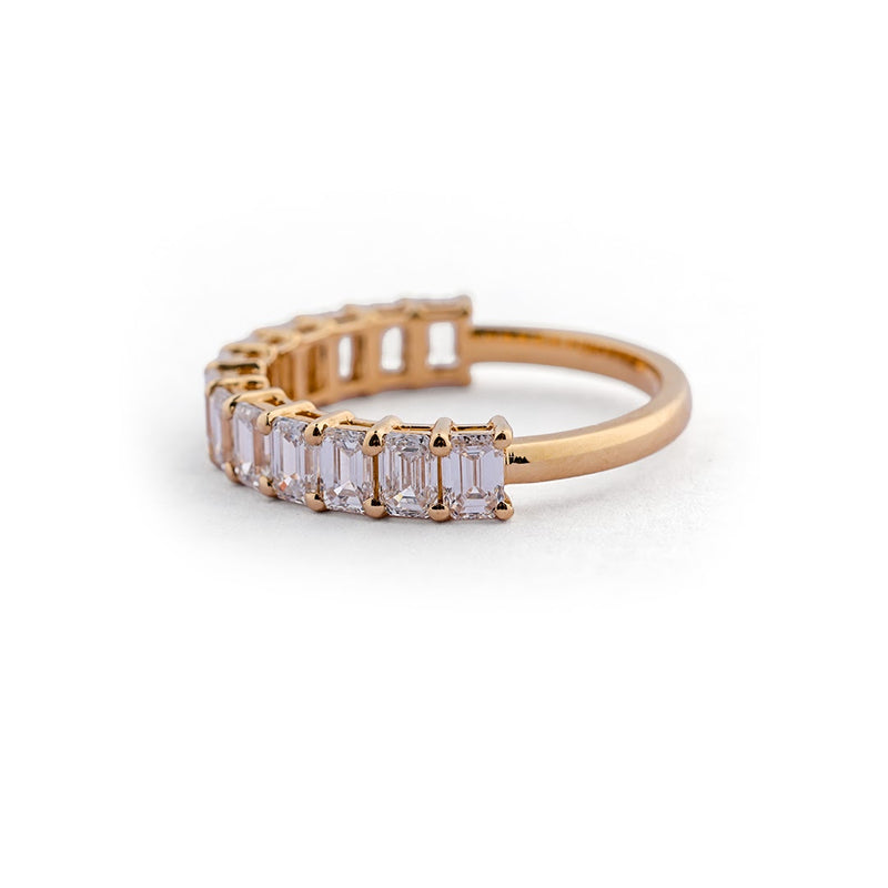 Emerald-Cut Lab-Grown Diamond Half-Eternity Ring - angled view