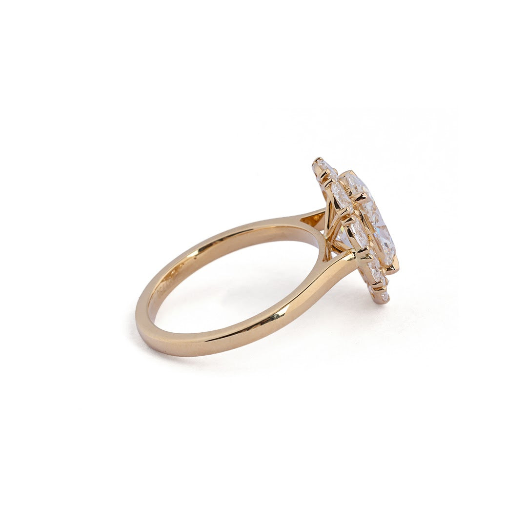 Oval Petal Halo Lab-Grown Diamond Ring - side view
