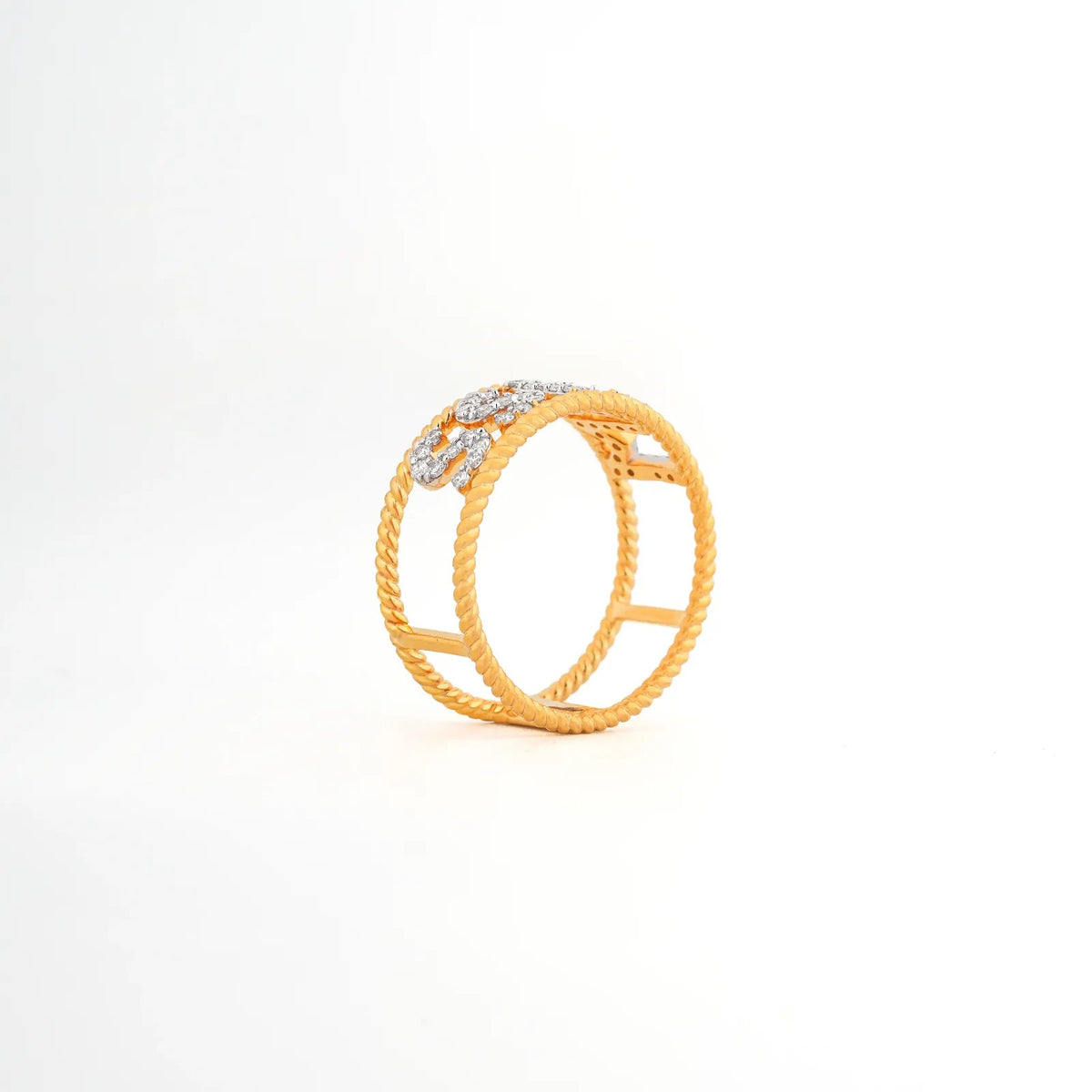 Signature Pavé Name Band Ring — side view