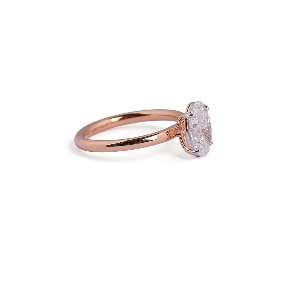 Classic Oval Solitaire Lab-Grown Diamond Ring - worn view