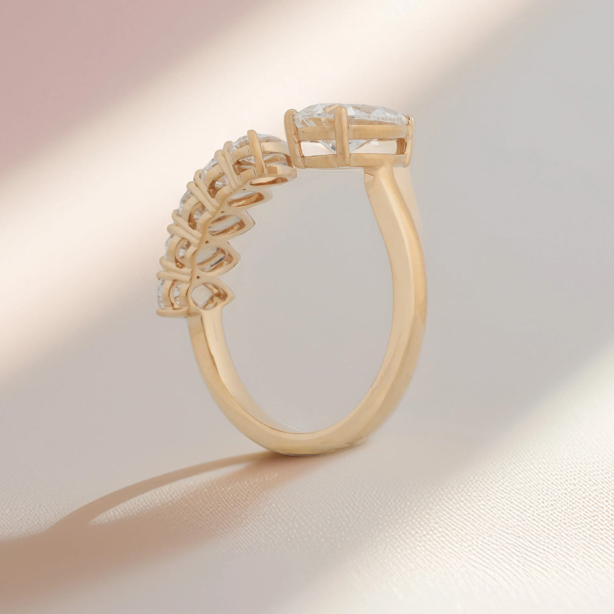 Amorette Heart & Marquise Bypass Ring — angled view