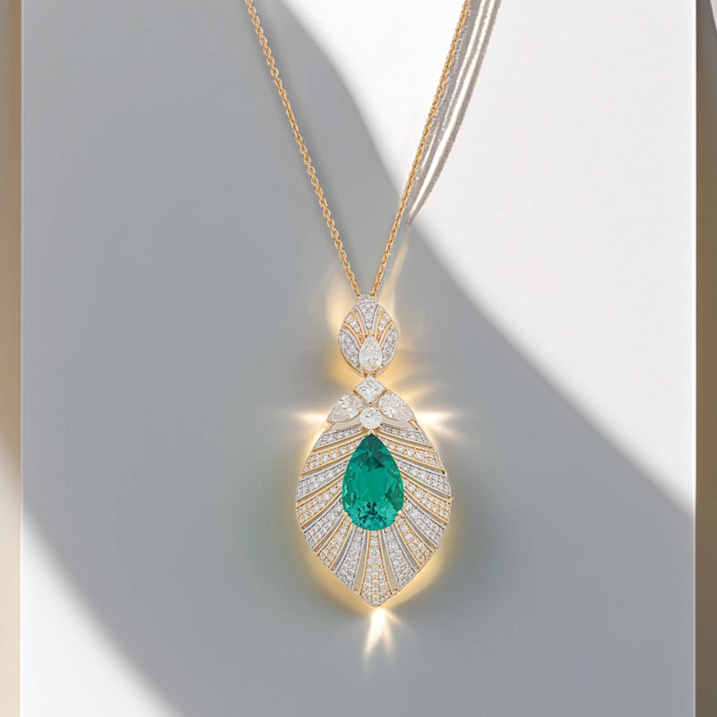 3.09 Ct Mixed-Cut Lab-Grown Diamond with 5.95 Ct Lab-Grown Colourstone Pendant Set — view 1