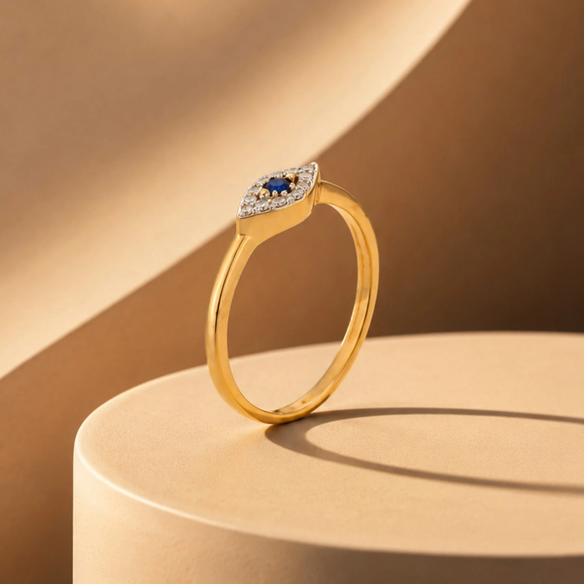 Sapphire Evil Eye Diamond Ring - detail view