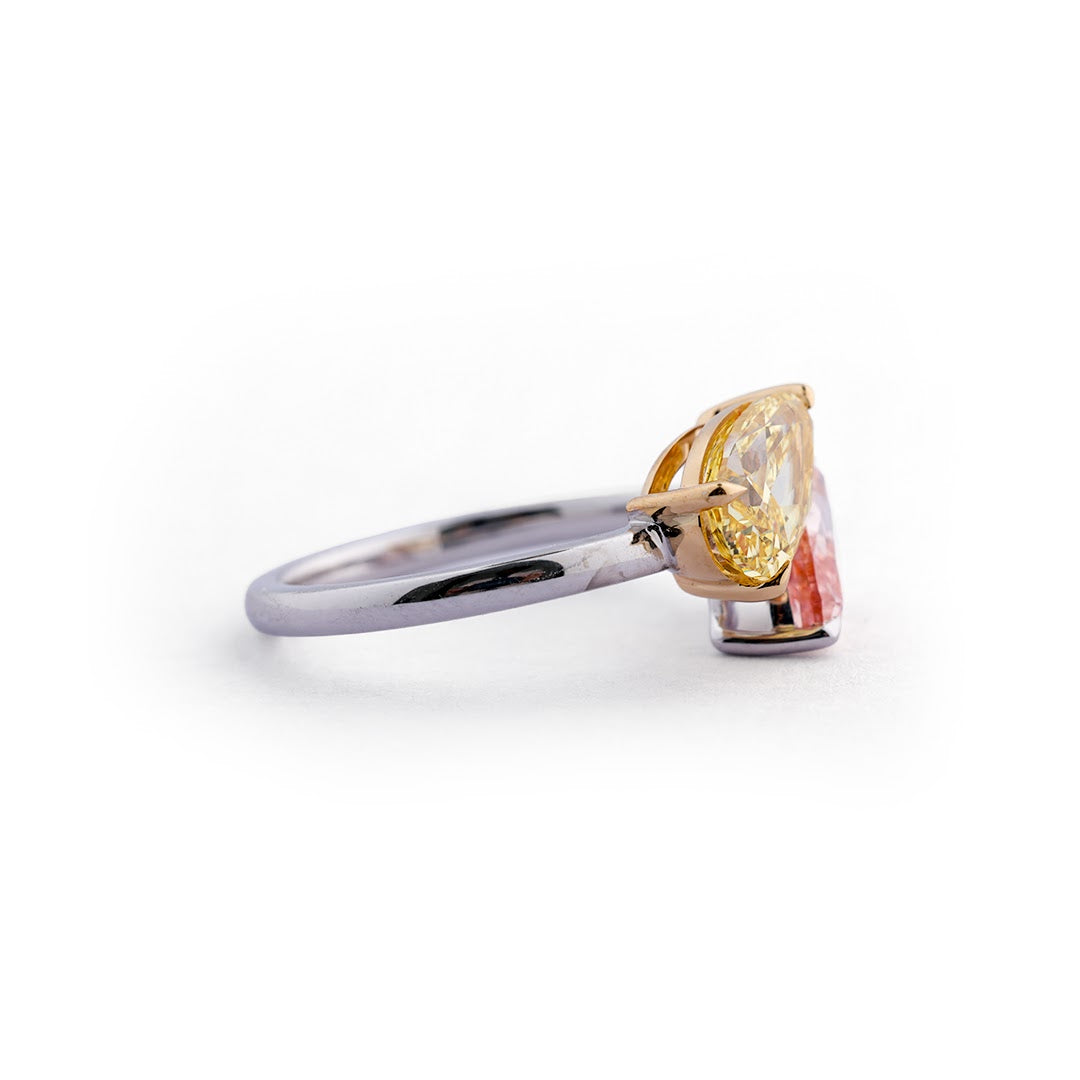 Double Pear Toi et Moi Lab-Grown Diamond Ring - worn view