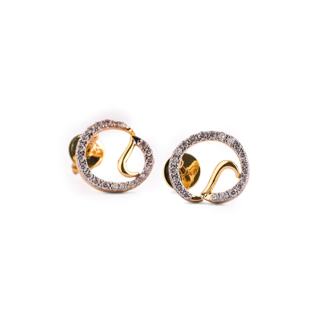 Orbelle Aura Open Circle Wave Pavé Diamond Stud Earrings – view 5