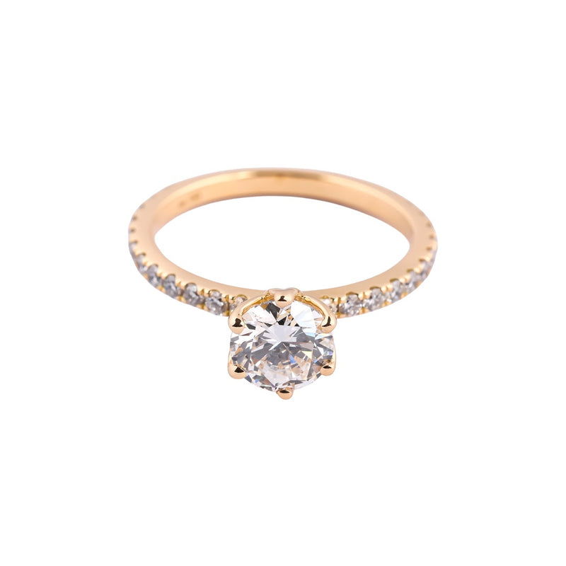 Avery Round Pavé Solitaire Ring — view 3