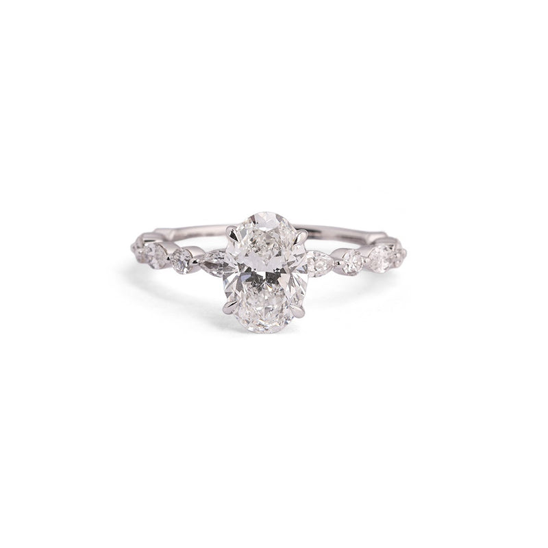 Oval Contour Lab-Grown Diamond Ring Set - angled view