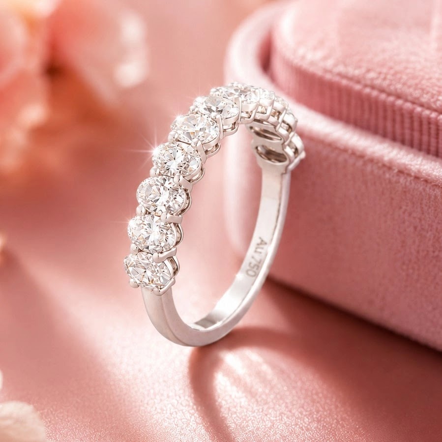 Lumina Graduated Round Diamond Band — editorial view