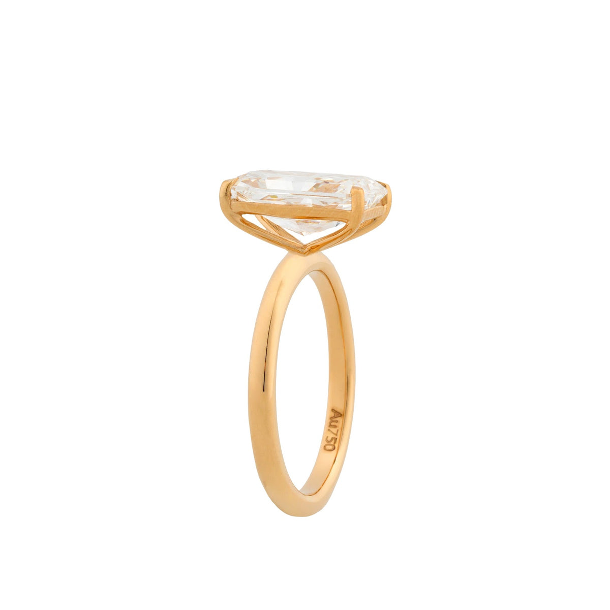 Asteria Radiant Basket Solitaire Ring — profile view
