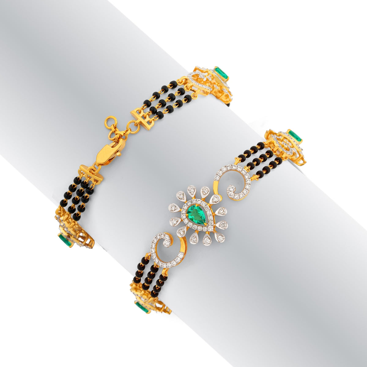1.26 Carat Lab-Grown Diamond Mangalsutra with Black Beads and Colour Stones for Women - view 2