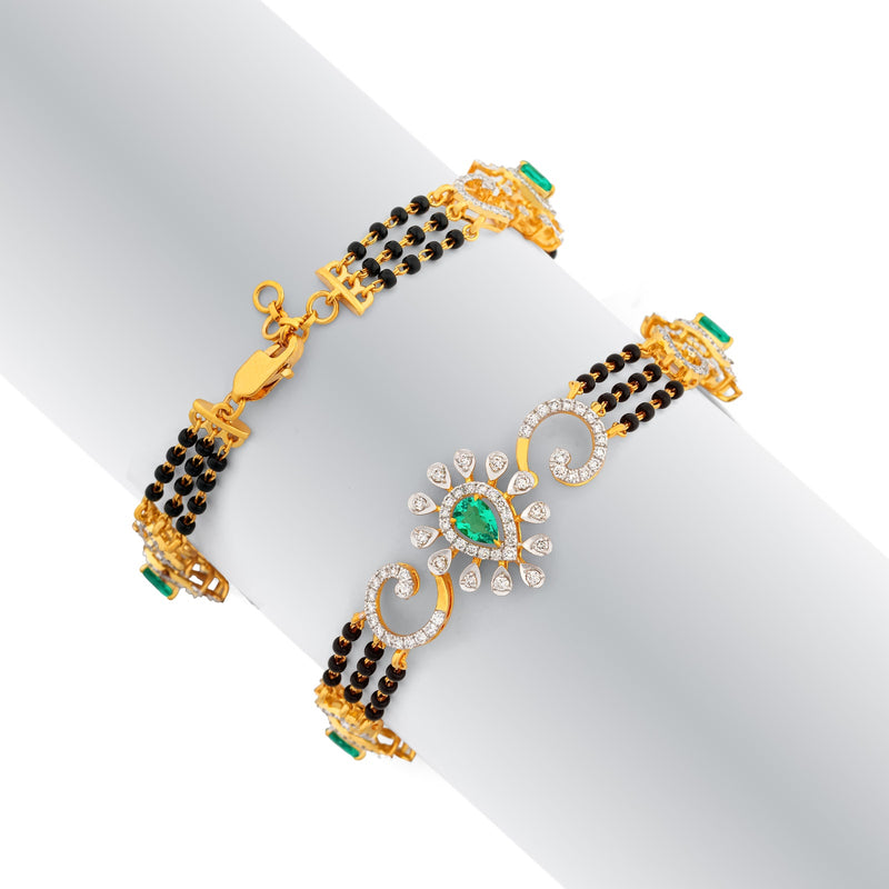 1.26 Carat Lab-Grown Diamond Mangalsutra with Black Beads and Colour Stones for Women - view 2