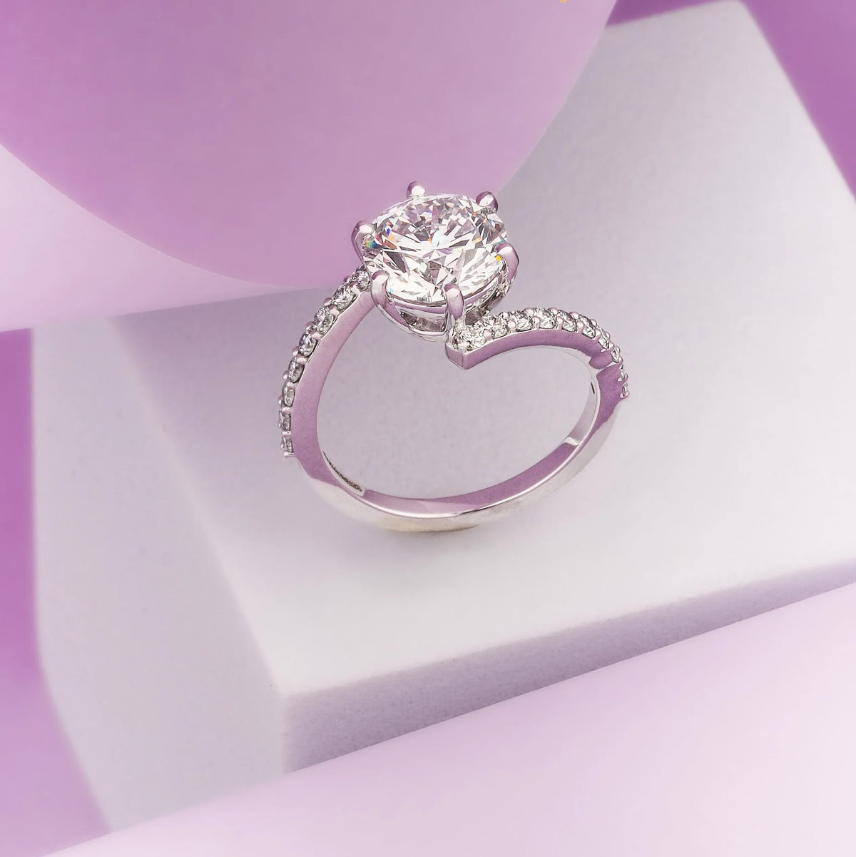 Elysian Round Split-Pavé Solitaire Ring — profile view