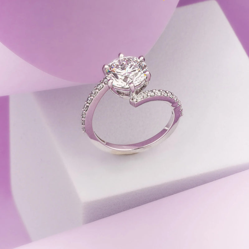 Elysian Round Split-Pavé Solitaire Ring — profile view