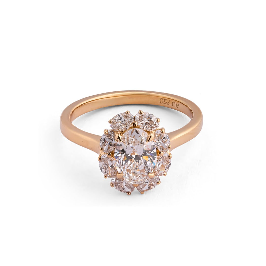 Aurelia Oval Petal Halo Ring — view 2