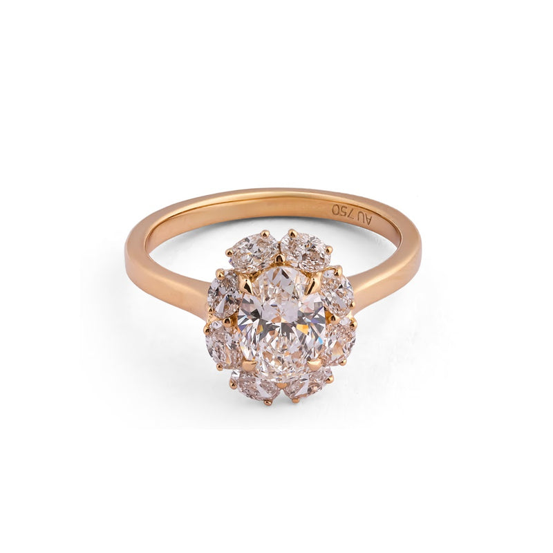 Aurelia Oval Petal Halo Ring — view 2