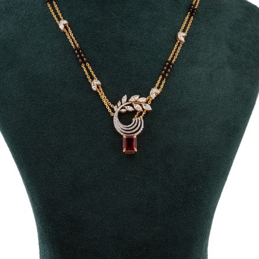 2.79 Carat Lab-Grown Diamond Mangalsutra with Black Beads and Colour Stones for Women - view 1