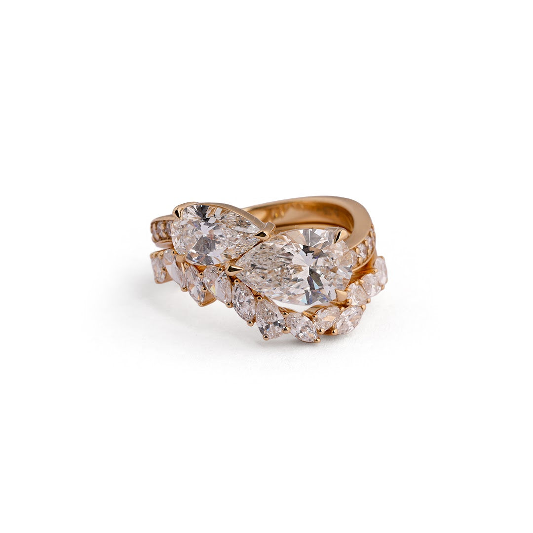 Asymmetric Pear Bypass Lab-Grown Diamond Ring - side view