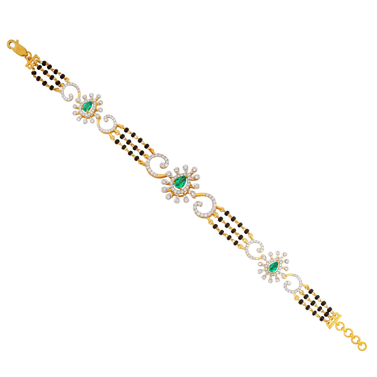 1.26 Carat Lab-Grown Diamond Mangalsutra with Black Beads and Colour Stones for Women - view 1