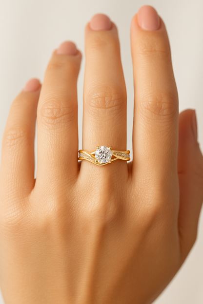 1 Carat Solitaire Lab Grown Diamond Engagement Ring With Twisted Band