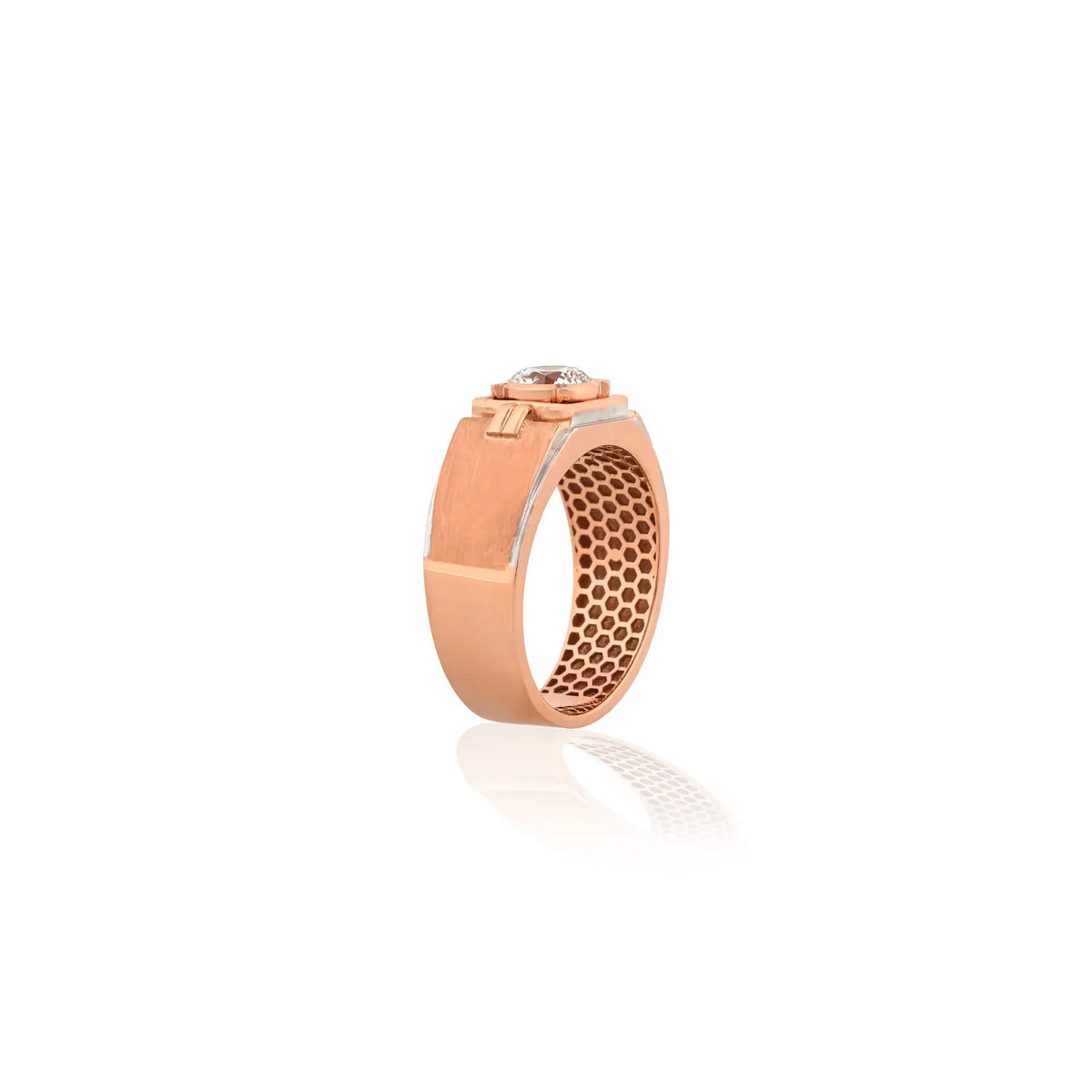 Bastion Round Diamond Framed Signet Ring — profile view