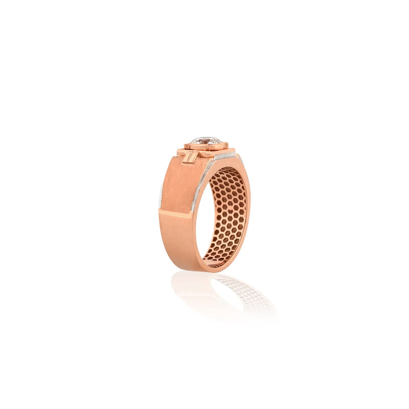 Bastion Round Diamond Framed Signet Ring — profile view