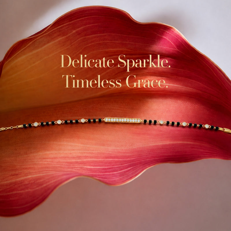 0.49 Carat Lab-Grown Diamond Mangalsutra Bracelet with Black Beads for Women - view 2