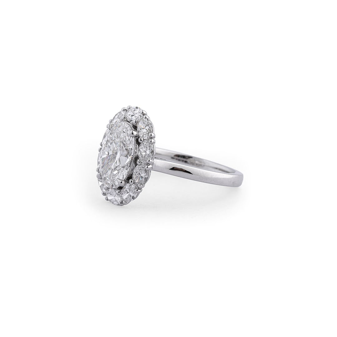 Oval Cluster Halo Lab-Grown Diamond Ring - angled view