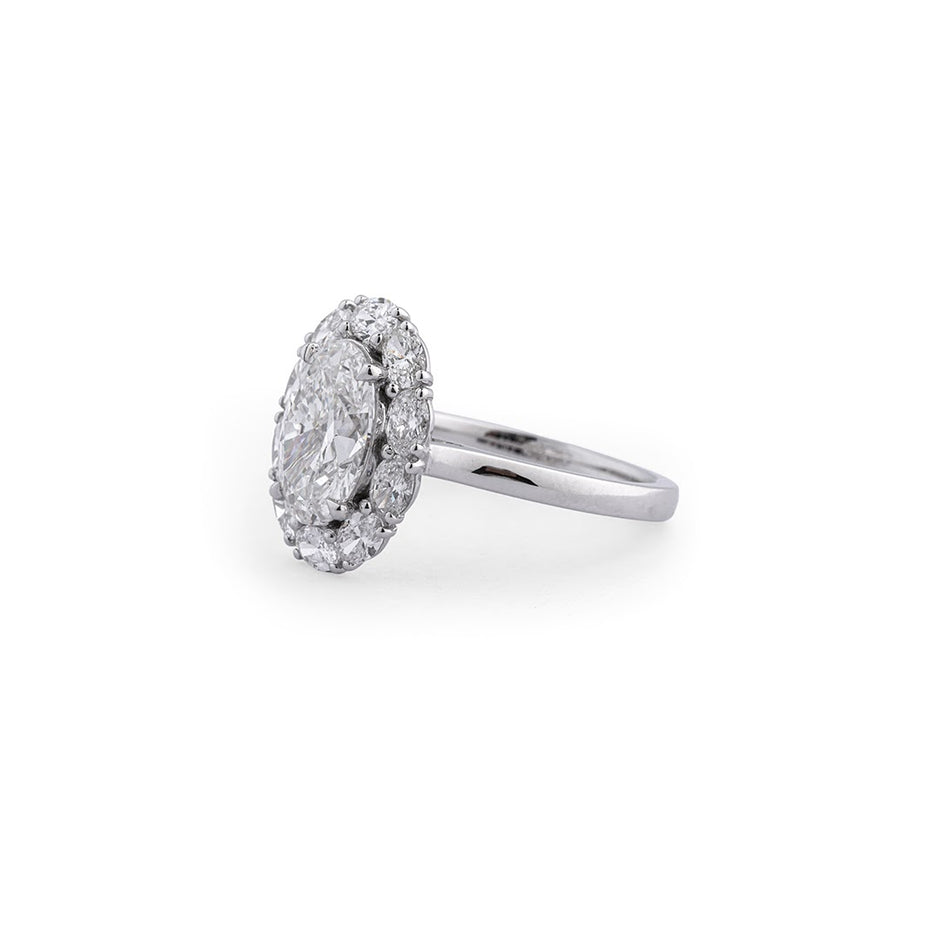 Oval Cluster Halo Lab-Grown Diamond Ring - angled view