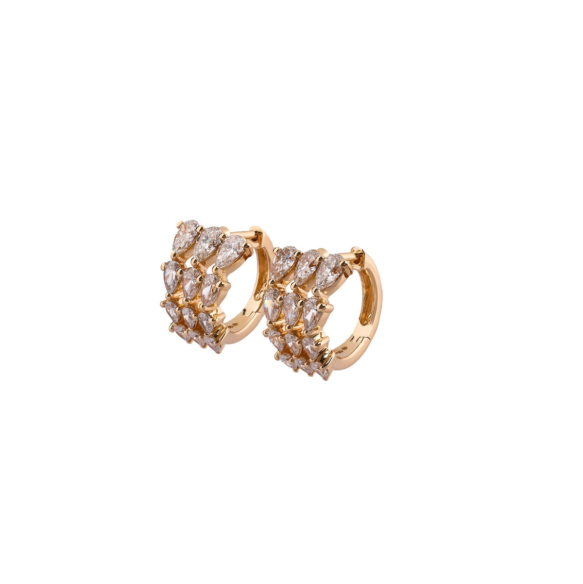 Verdelle Fleur Pear & Round Botanical Trellis Diamond Huggie Earrings – view 2