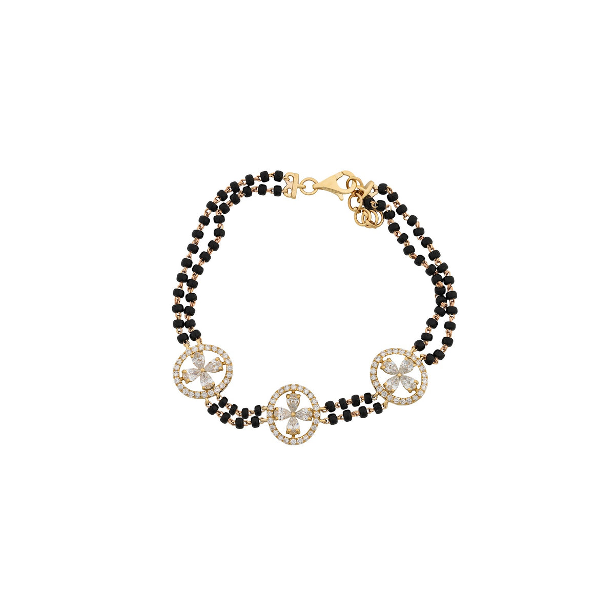 1.72 Carat Lab-Grown Diamond Mangalsutra Bracelet with Black Beads for Women - view 1