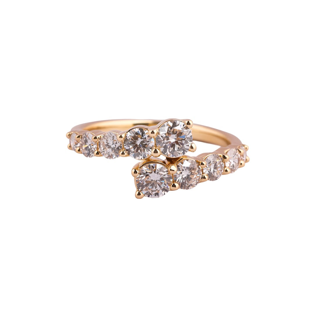 Double Orbit Round Diamond Bypass Ring — view 1