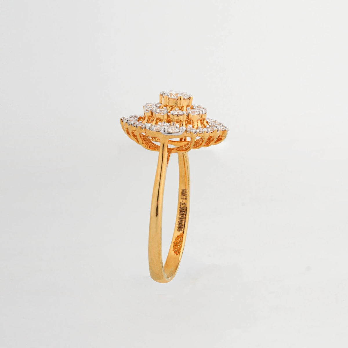 Rosette Floral Cluster Diamond Ring — profile view