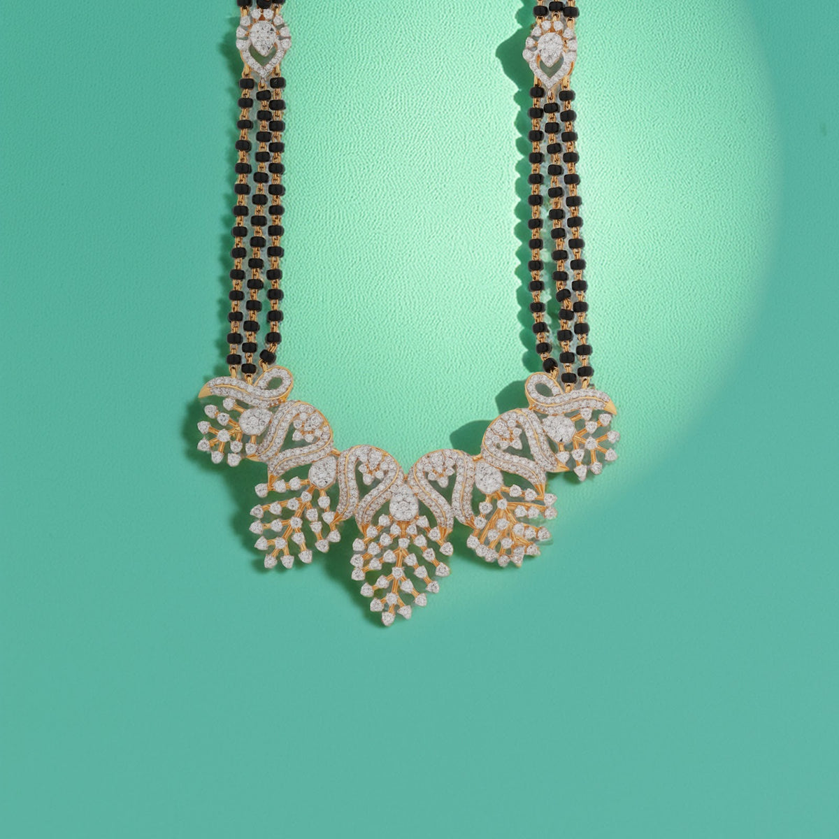5.17 Carat Lab-Grown Diamond Mangalsutra with Black Beads for Women - view 1