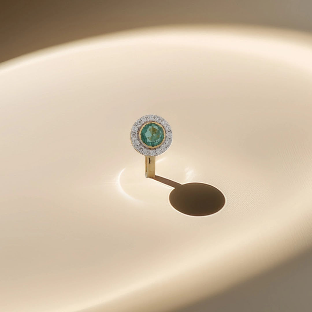 0.1 Ct Round Lab-Grown Diamond with 0.38 Ct Lab-Grown Colourstone Nose pin — view 1