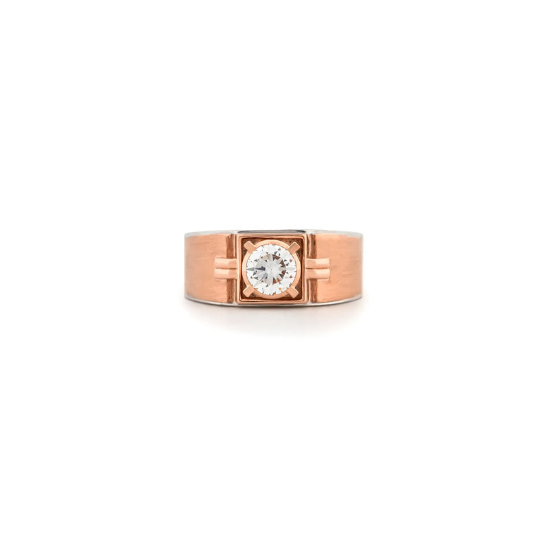 Bastion Round Diamond Framed Signet Ring — front view