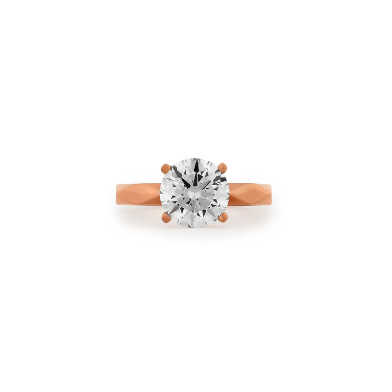 Facet Round Solitaire Tapered Band Ring — front view