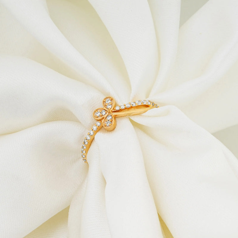 Iris Double-Arc Floral Bypass Ring — editorial view