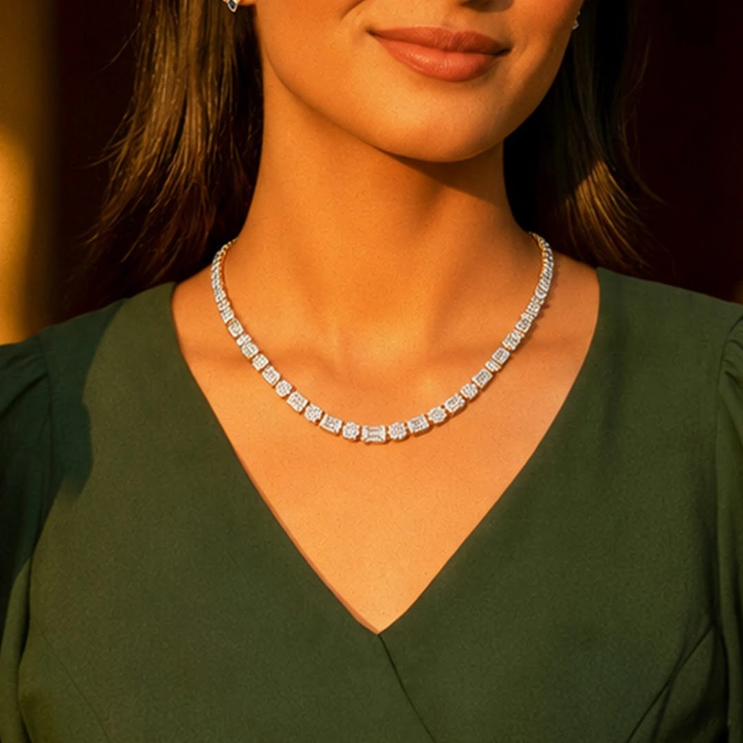 12.31 Ct Mixed-Cut Lab-Grown Diamond Necklace — view 2