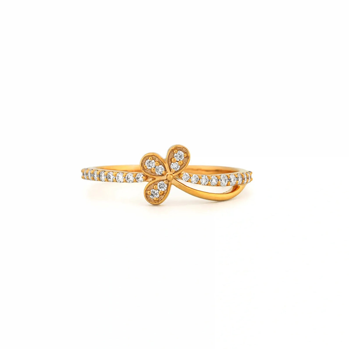 Iris Double-Arc Floral Bypass Ring — detail view