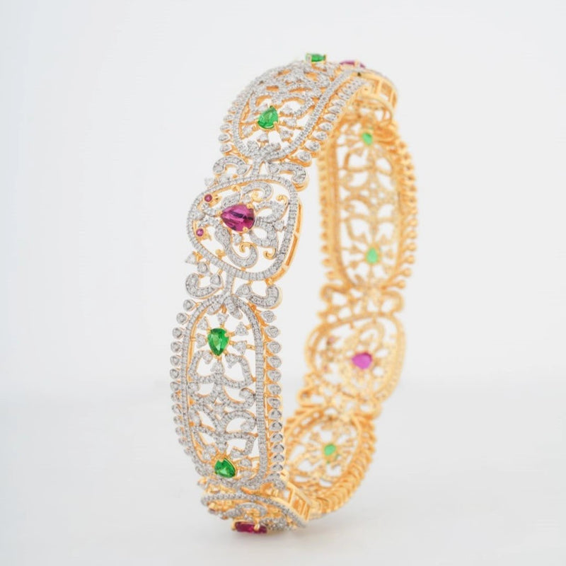 12.041 Ct Mixed-Cut Lab-Grown Diamond with 1.44 Ct Lab-Grown Colourstone Bangle — view 2