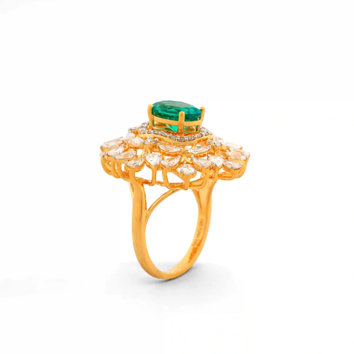 Regalia Oval Gemstone Sunburst Diamond Ring — profile view