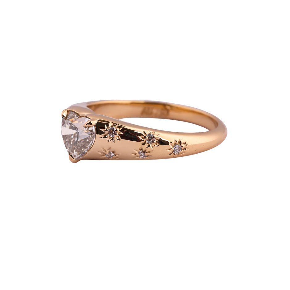 Celestial Heart Signet Diamond Ring — view 2