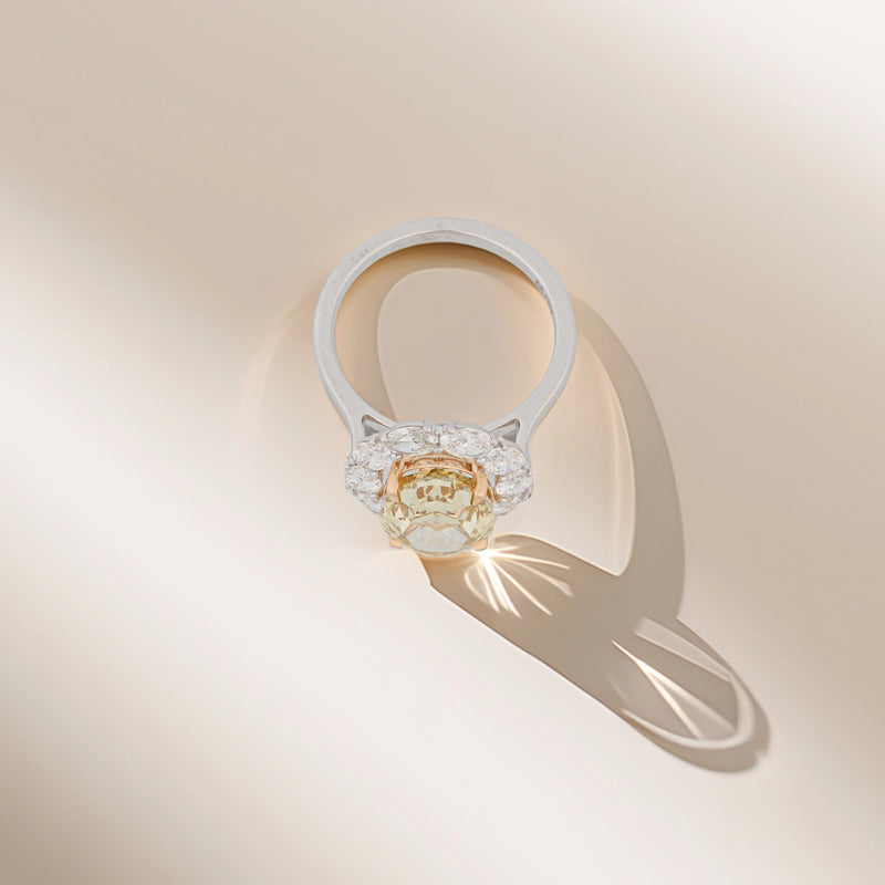 Solara Fancy Oval Halo Diamond Ring — angled view
